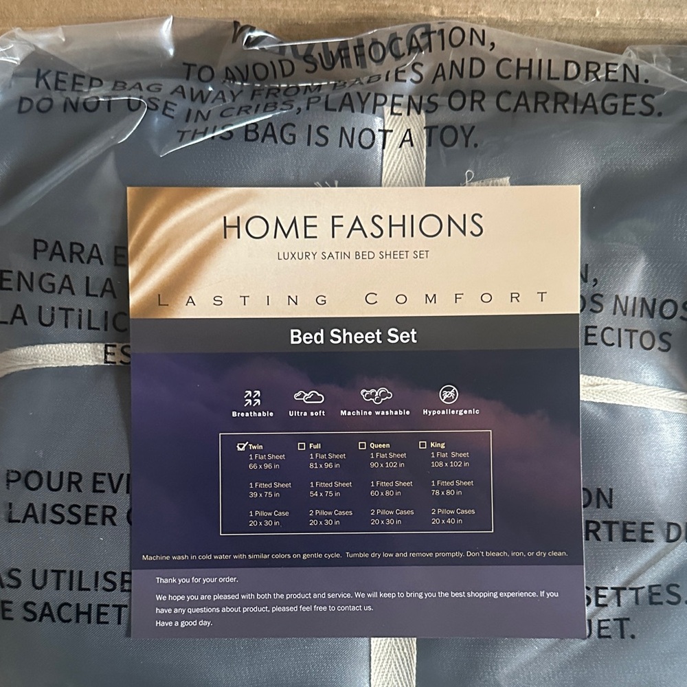 Twin Satin Bed Sheet Set - Elegant Dark Gray